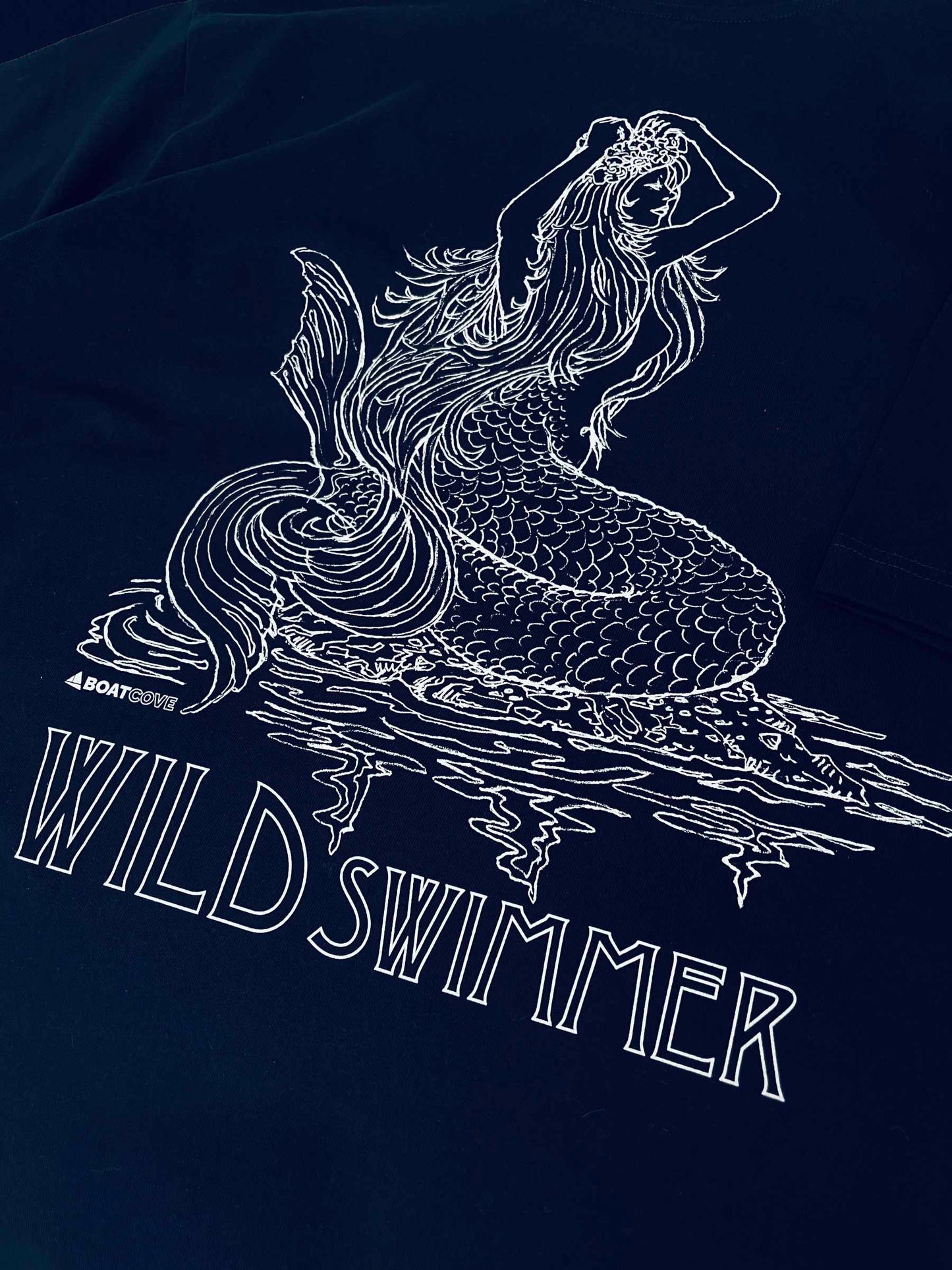 Wild Swimmer Mermaid Tee - Sustainable Navy T Shirt