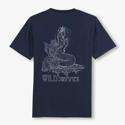 Wild Swimmer Mermaid Tee - Sustainable Navy T Shirt