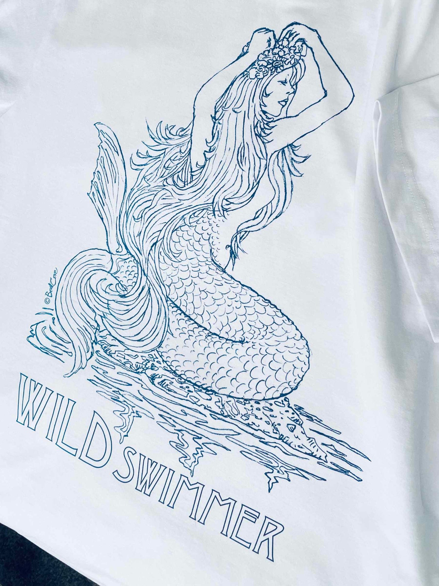 Wild Swimmer Mermaid Tee - Sustainable White T Shirt